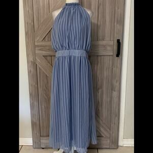 NWT One One Six large halter midi dress blue